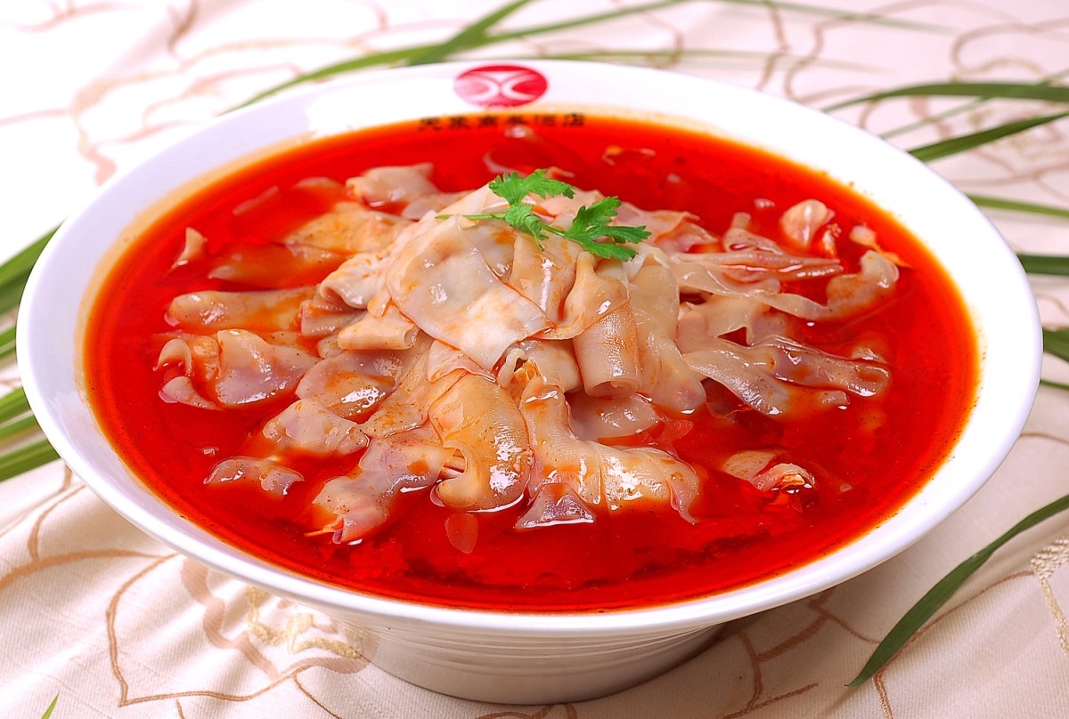 餐饮美食红汤鹅肠宣传图片灯箱