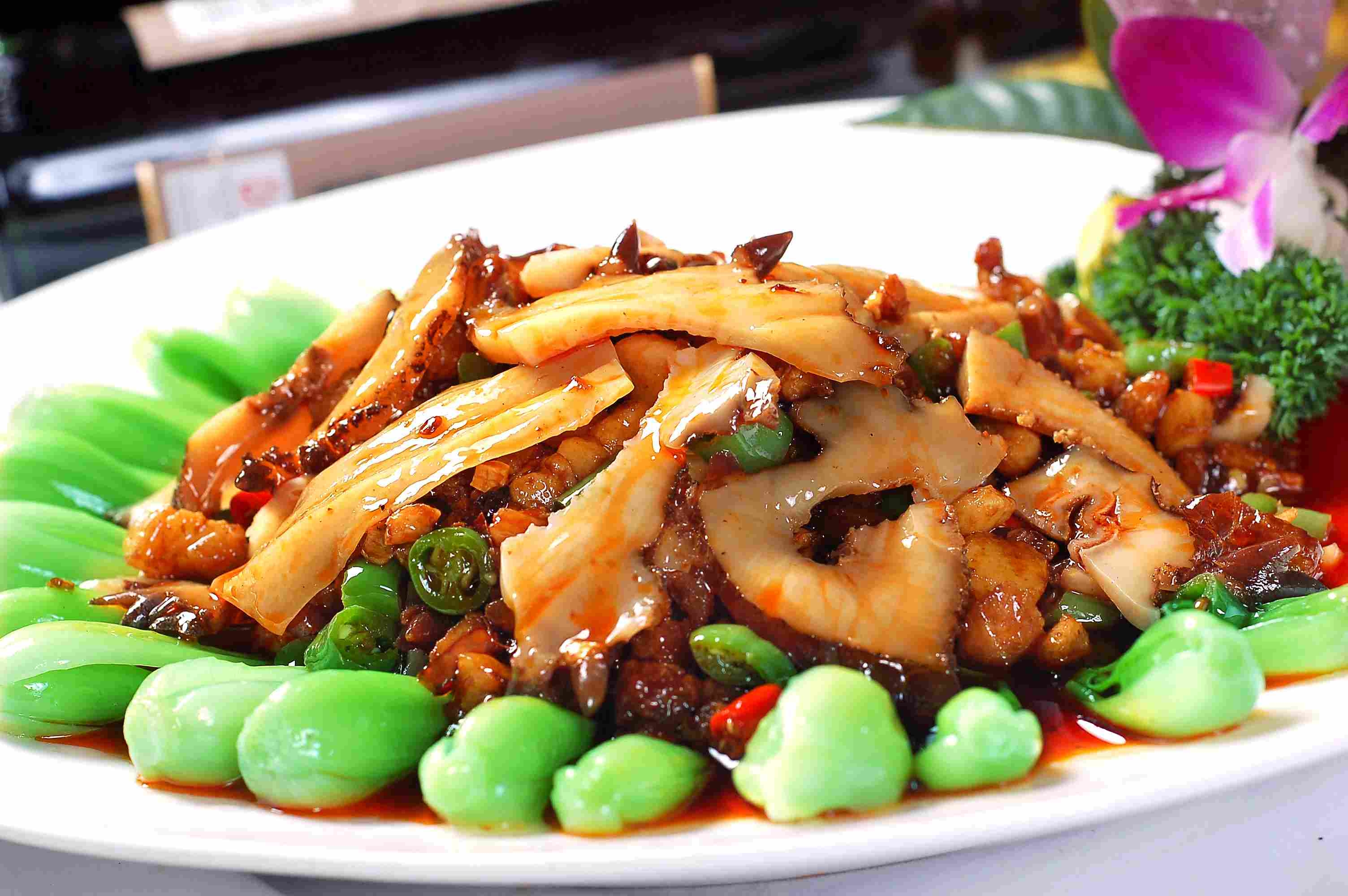 高清图片餐饮美食川菜干烧葱烧梅花参高清图片