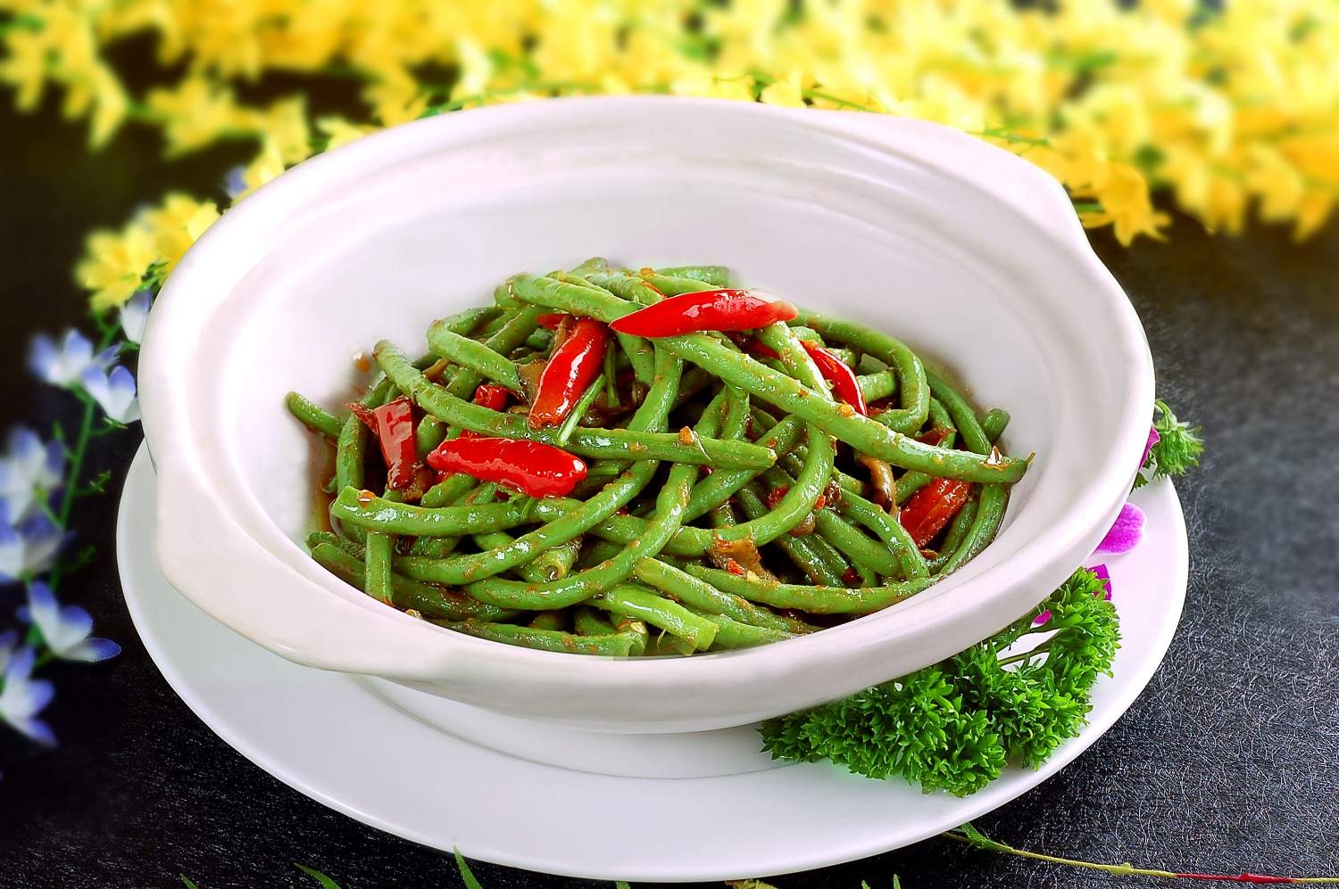 餐饮美食川菜美极豇豆高清图片