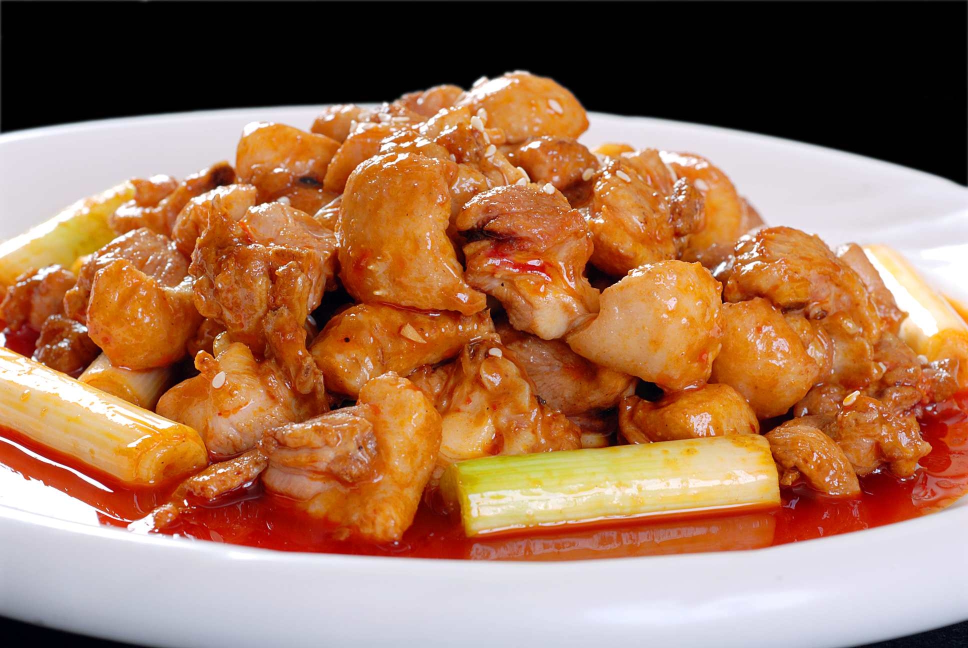 餐饮美食香蒜苗烧鸭高清图片