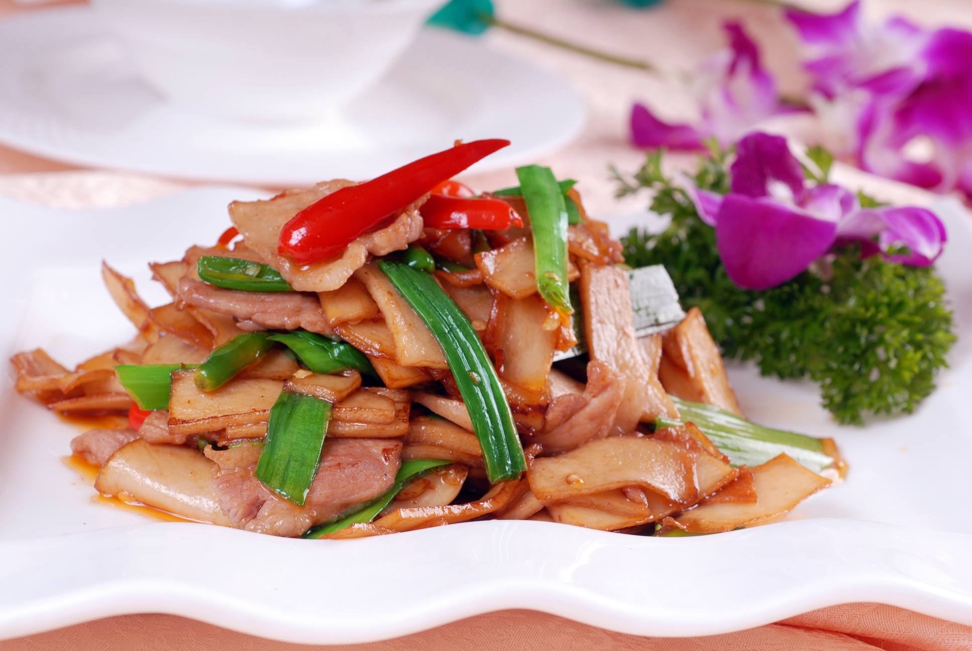 高清图片餐饮美食川菜小炒杏鲍菇高清图片