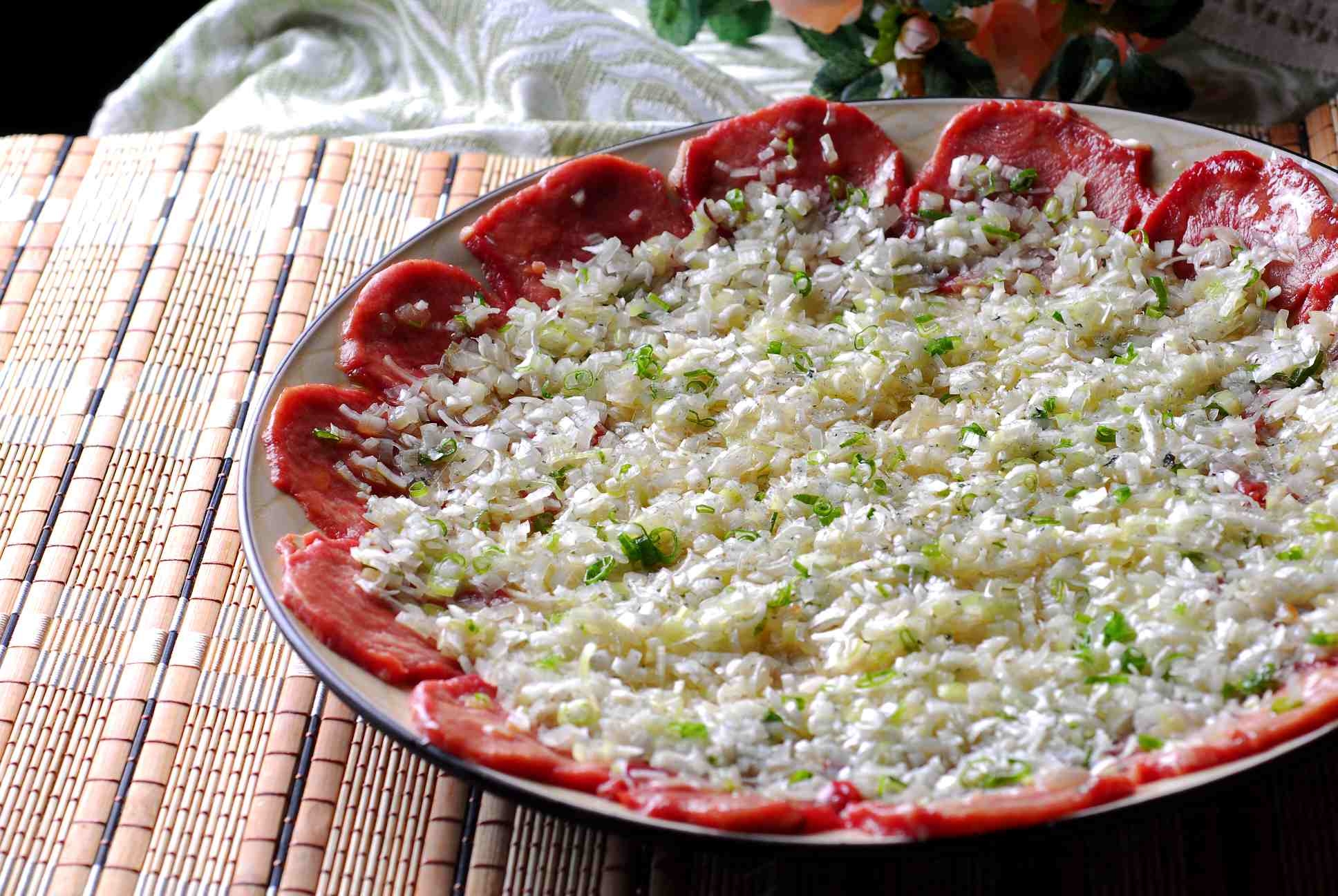 高清图片餐饮美食川菜普通葱花牛舌高清图片