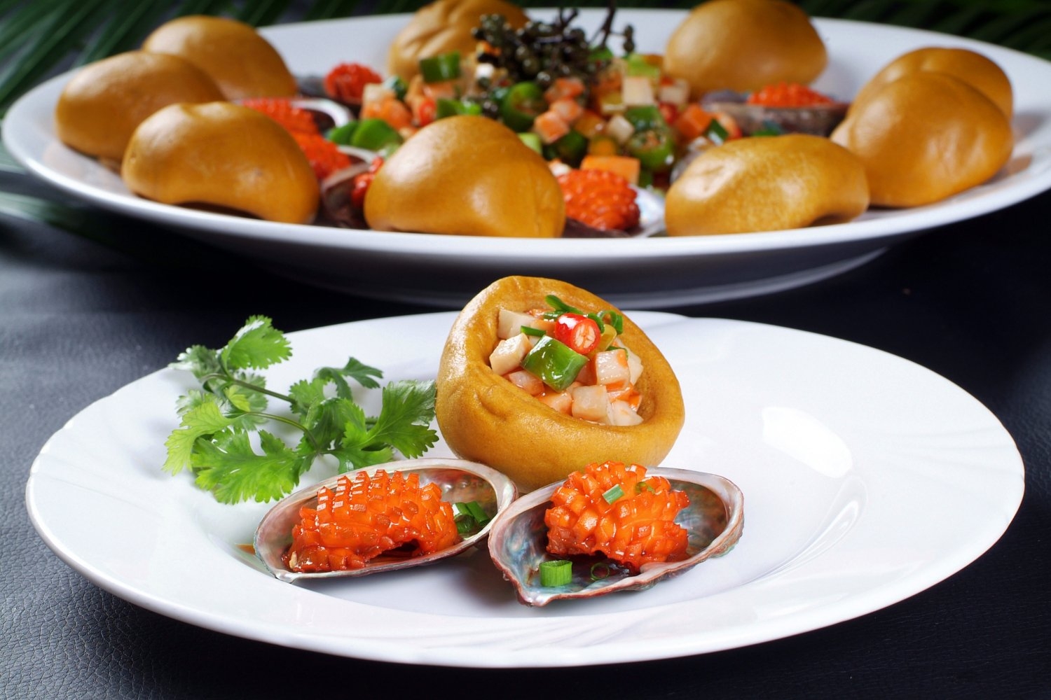 餐饮美食热大麦香酿鲜鲍宣传图片灯箱