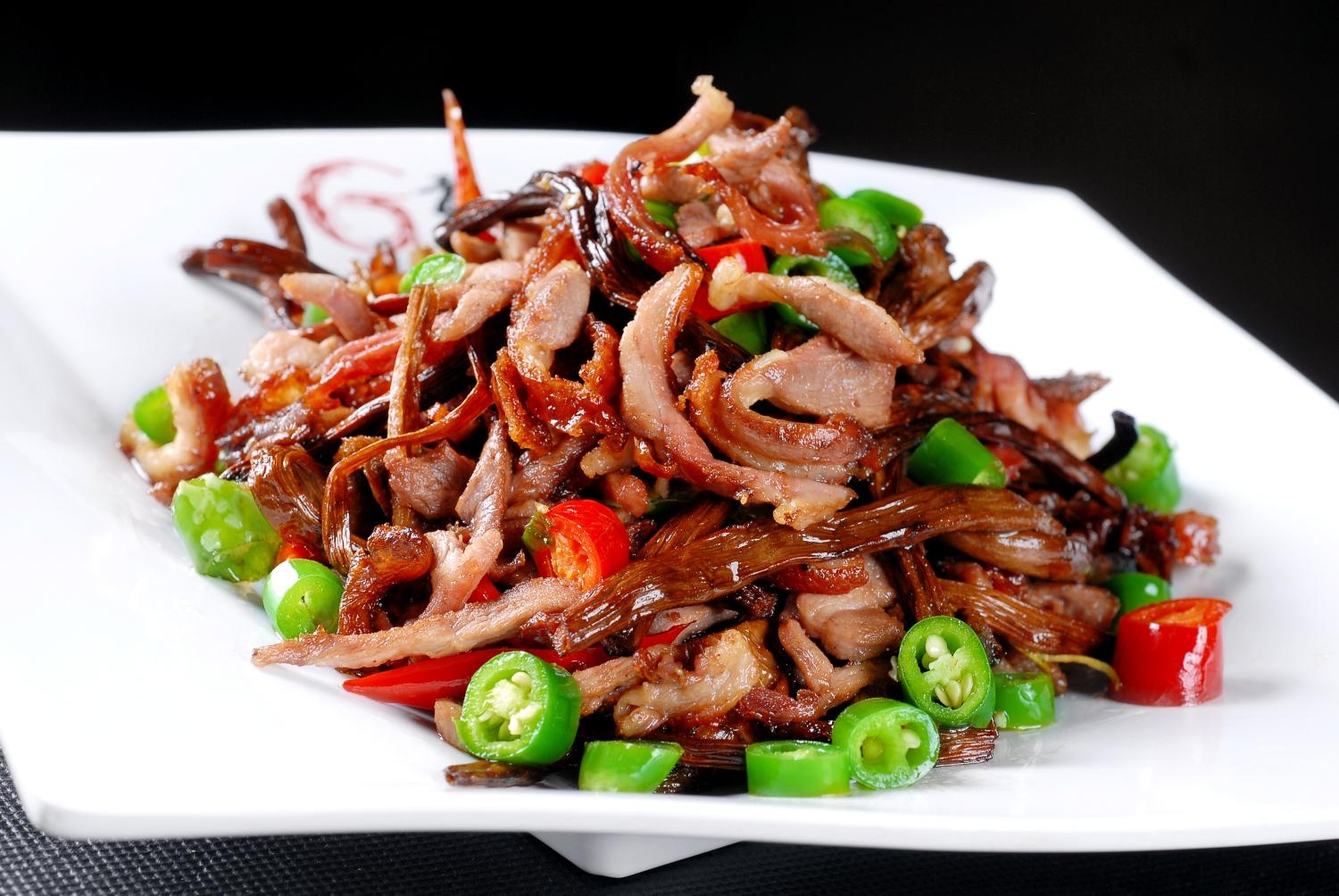 高清图片餐饮美食川菜茶树菇爆鸭丝高清图片