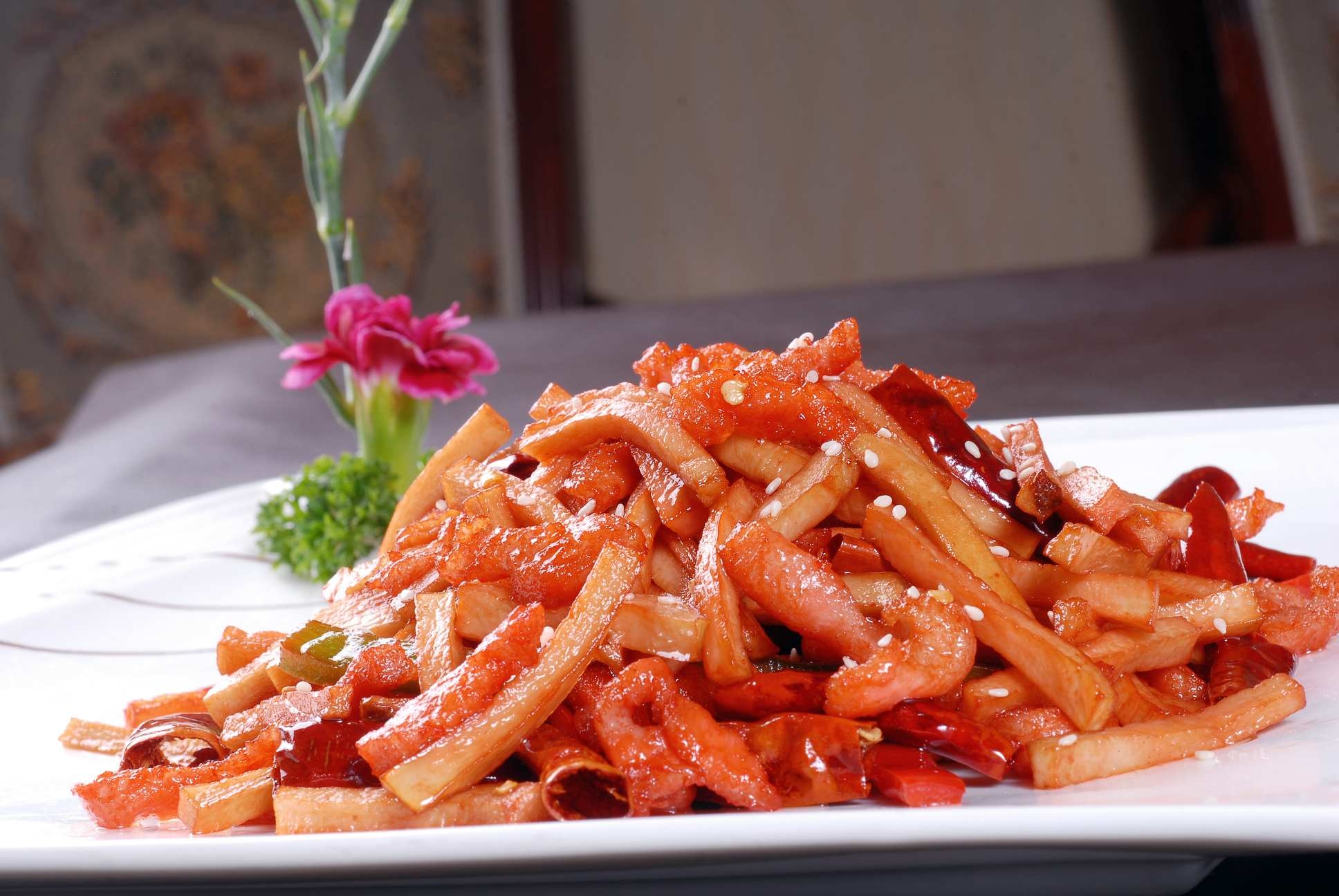 餐饮美食杏鲍菇焗松板高清图片