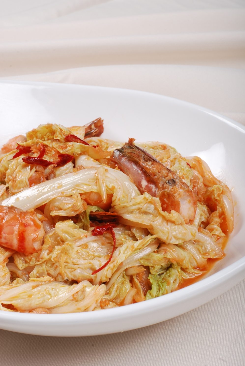 餐饮美食鲜虾辣白菜高清图片