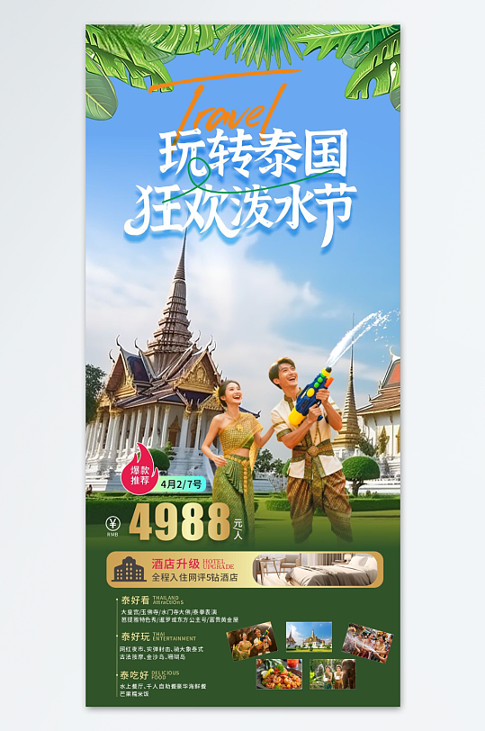 泰国泼水节旅游海报CDR