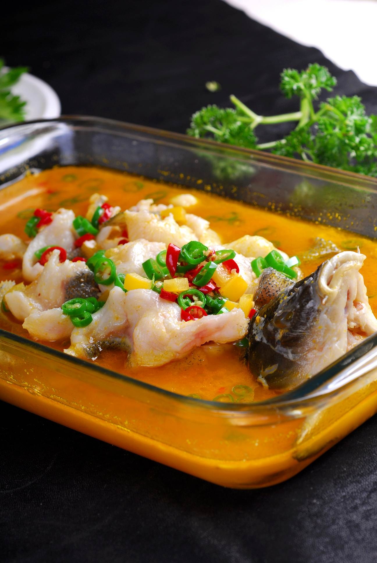 高清图片餐饮美食川菜精品热菜金汤鲈鱼高清图片