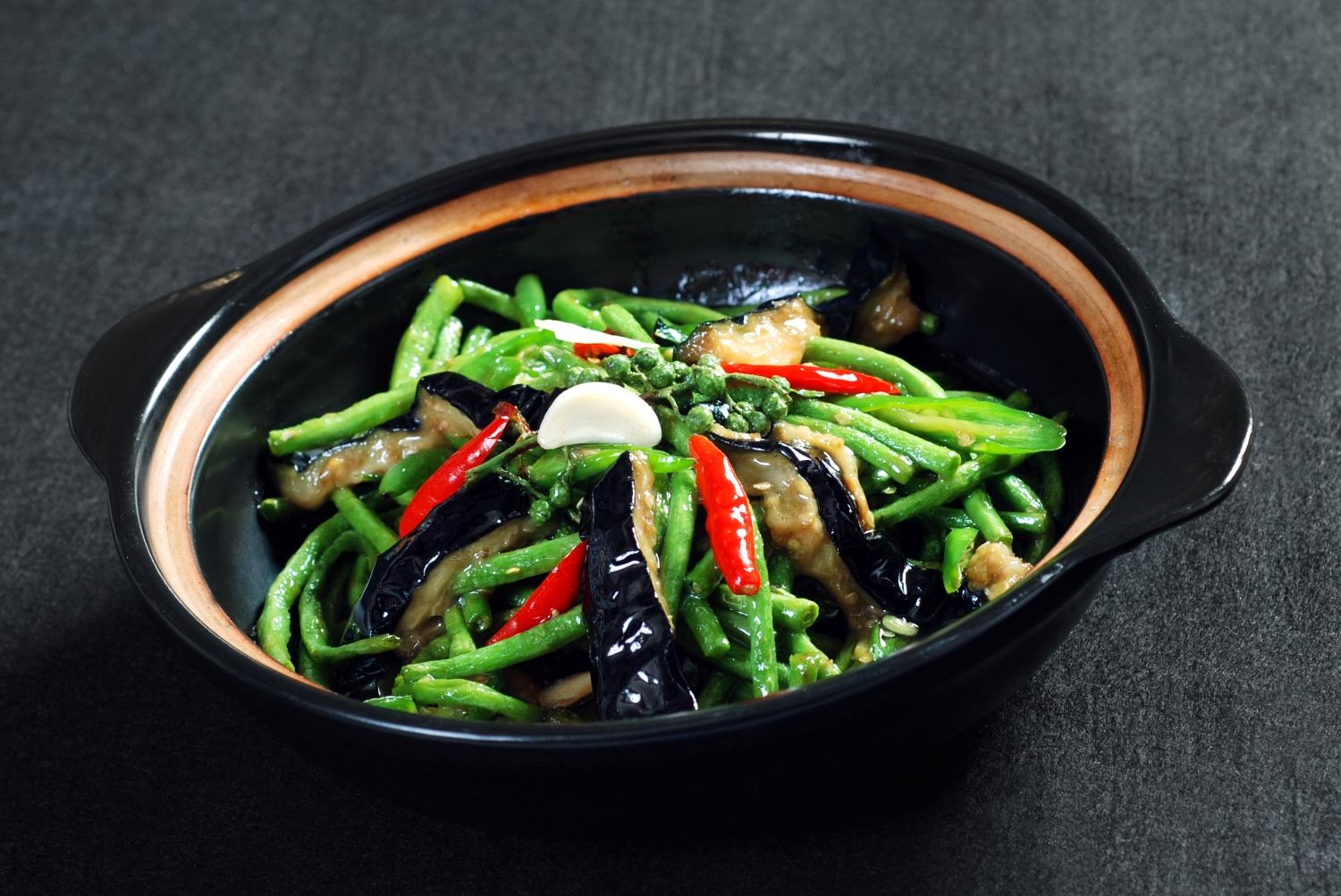 餐饮美食茄子炒豇豆宣传图片灯箱