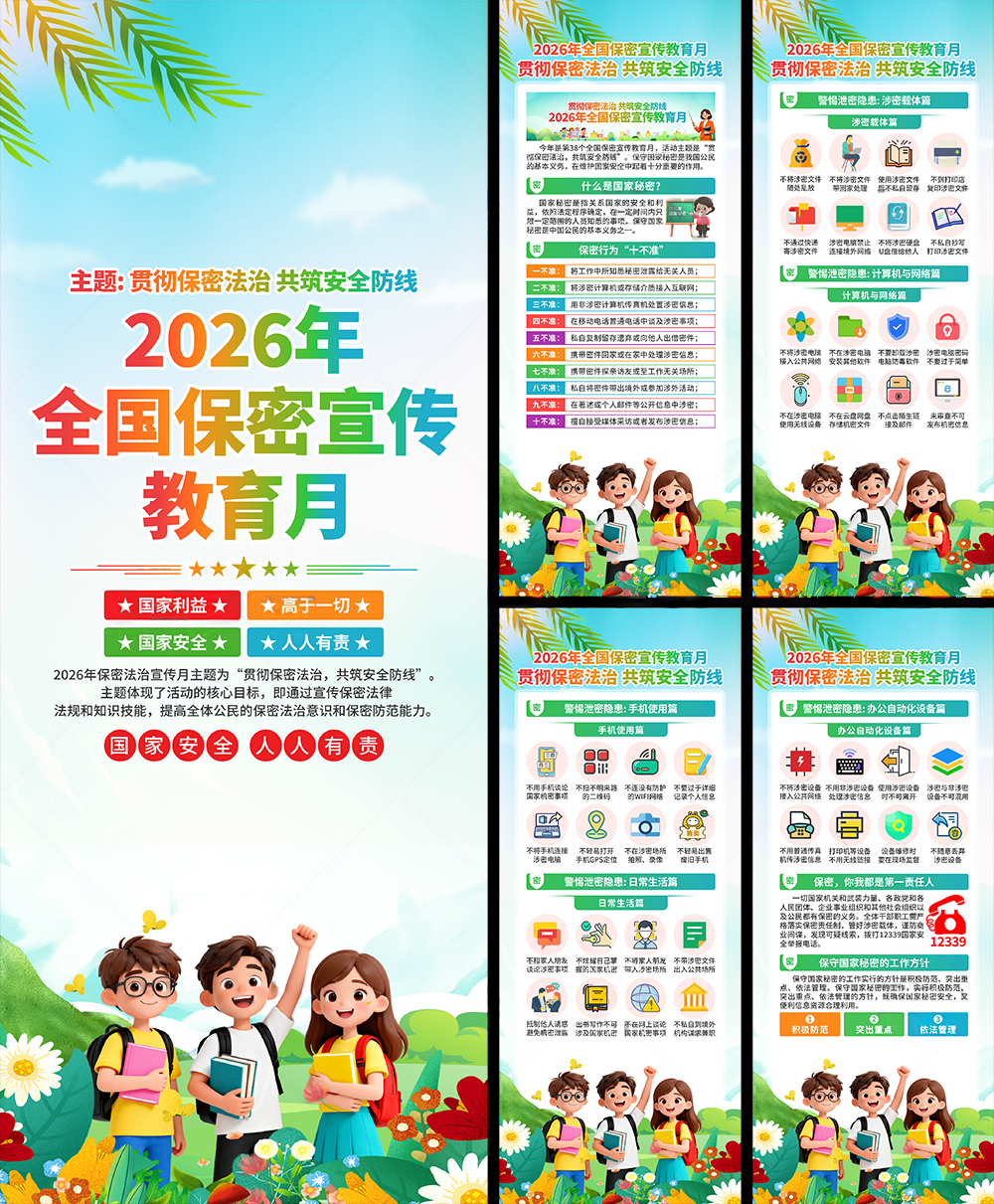 2026年保密宣传月PSD易拉宝素材模板