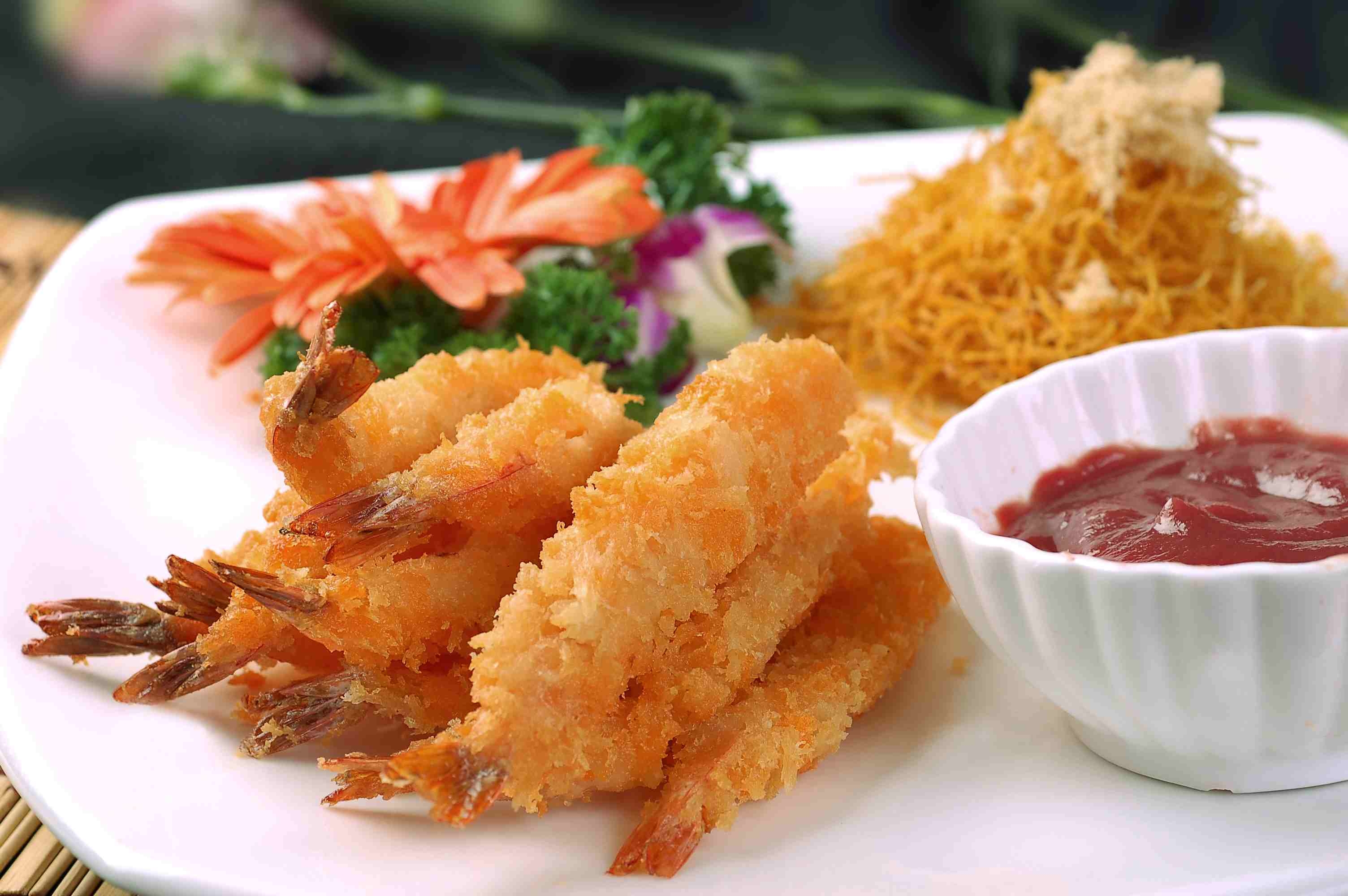 餐饮美食韩式芙蓉虾高清图片