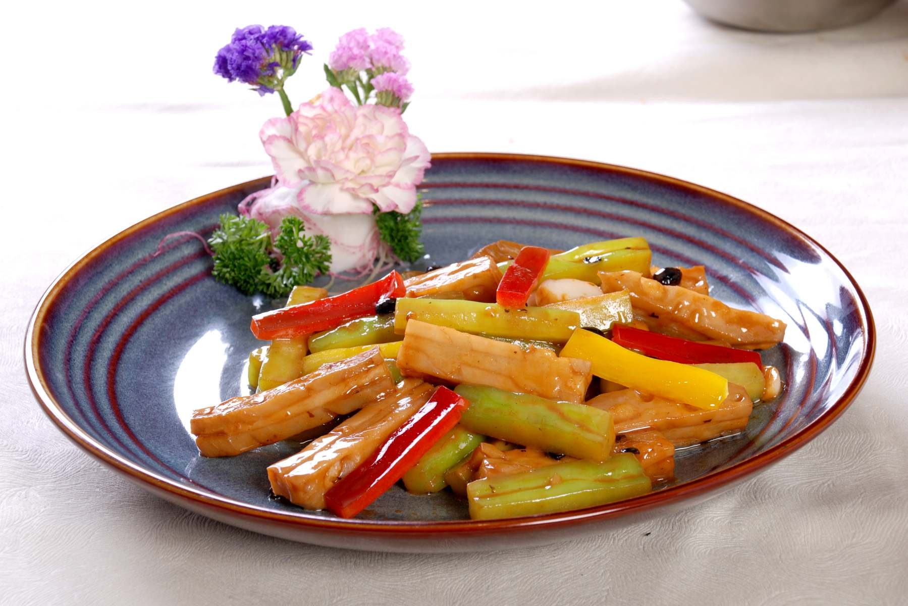 高清图片餐饮美食川菜酿莲藕炒凉瓜高清图片