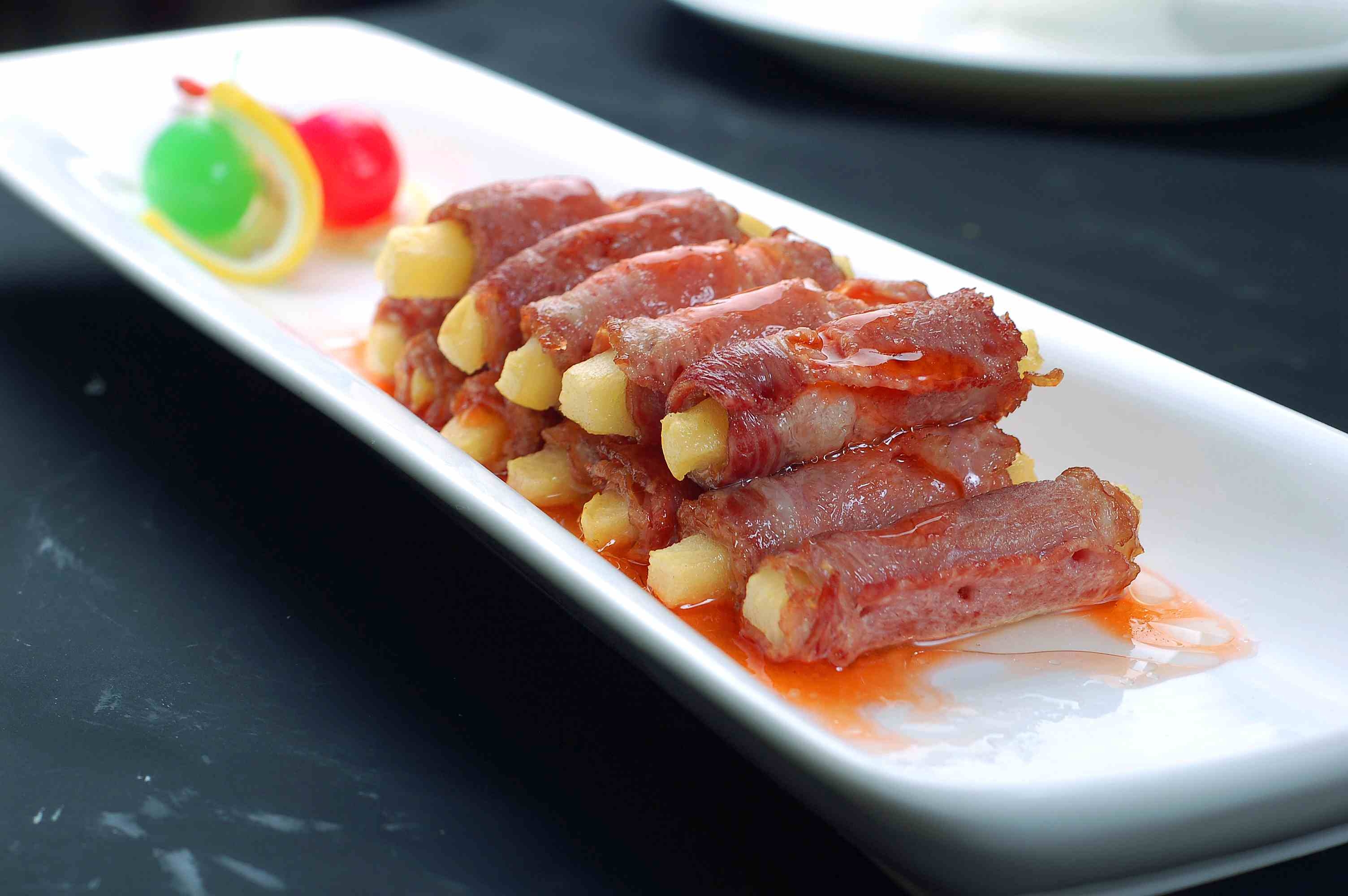 餐饮美食川菜果香培根卷高清图片203