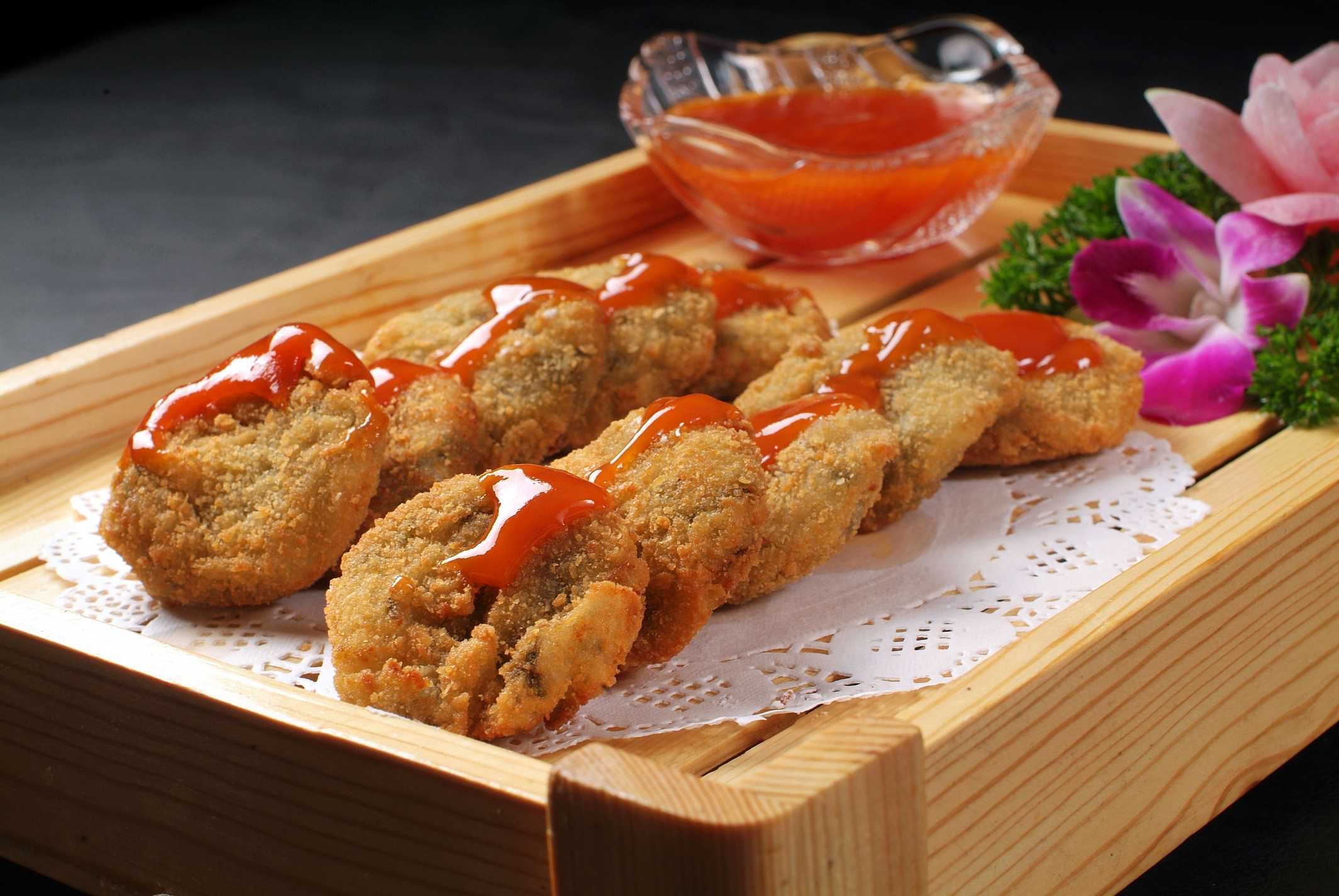 高清图片餐饮美食川菜金沙紫菜饼高清图片