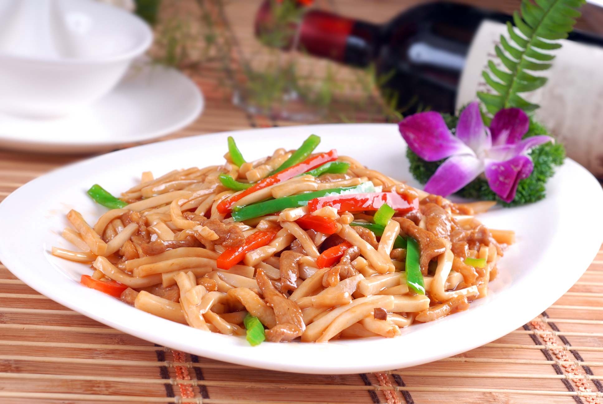 高清图片餐饮美食川菜白灵菇炒鸭脯高清图片