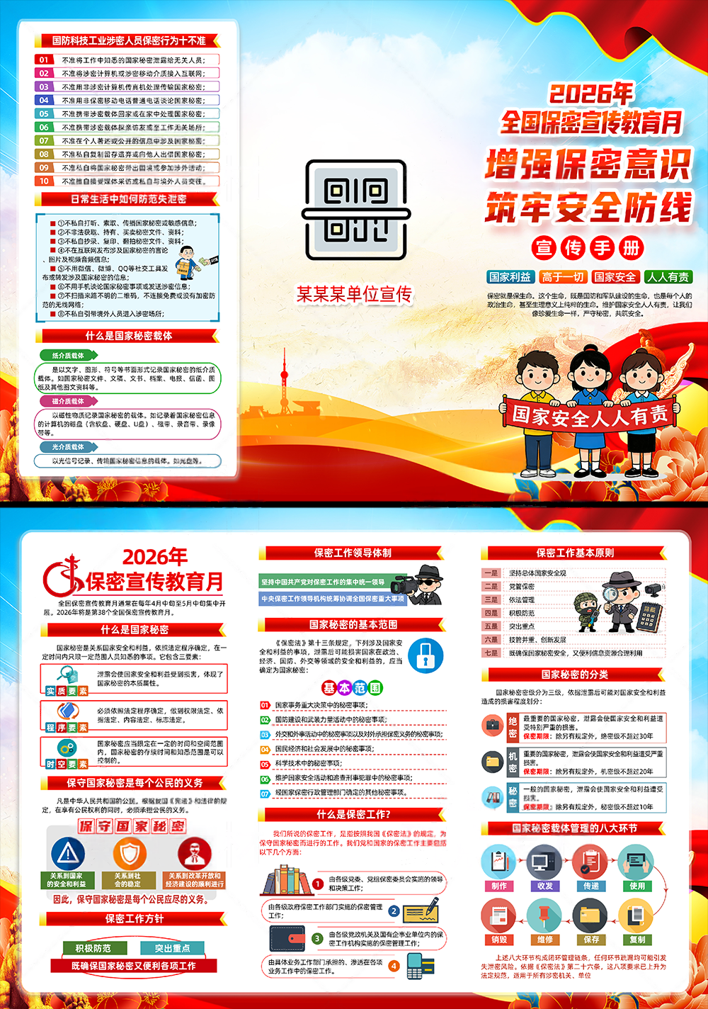 2026年保密宣传月PSD三折页素材模板8