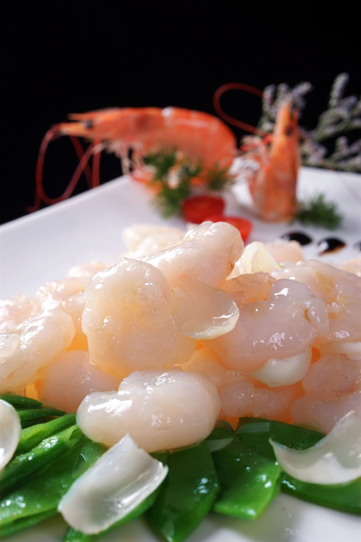 餐饮美食翡翠百合酿水晶虾仁高清图片