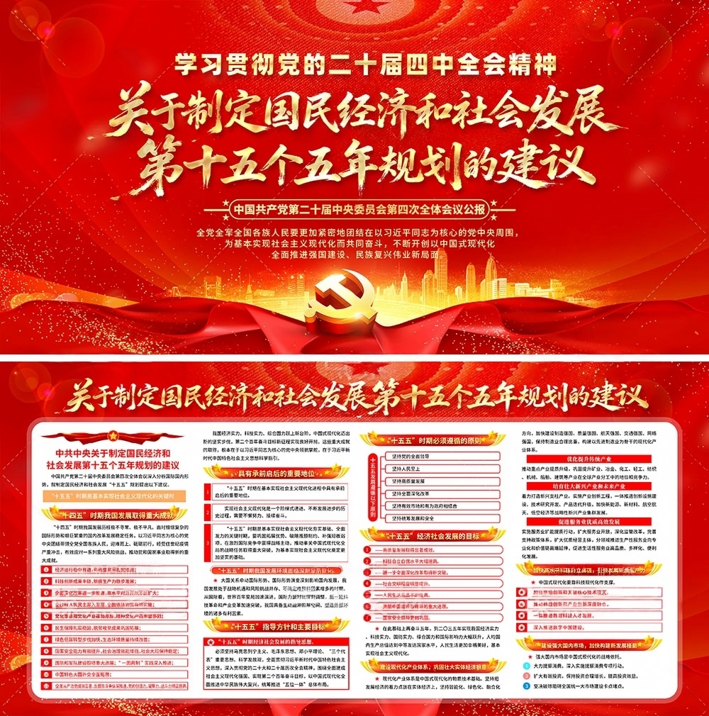 十五五规划建议纲要展板宣传栏PSD源文件