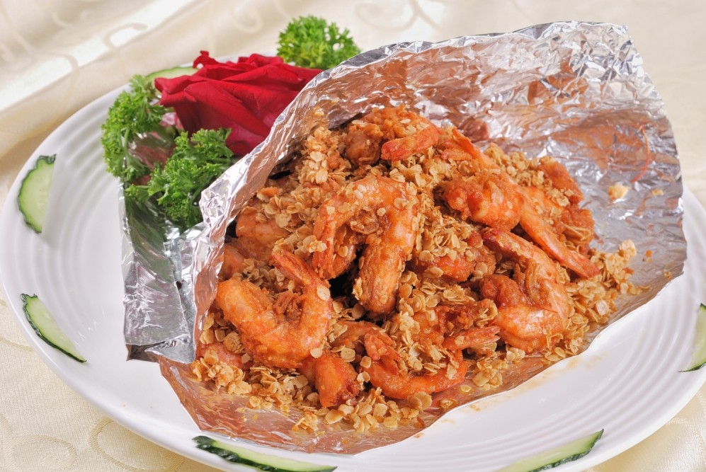 餐饮美食皇室麦片虾高清图片