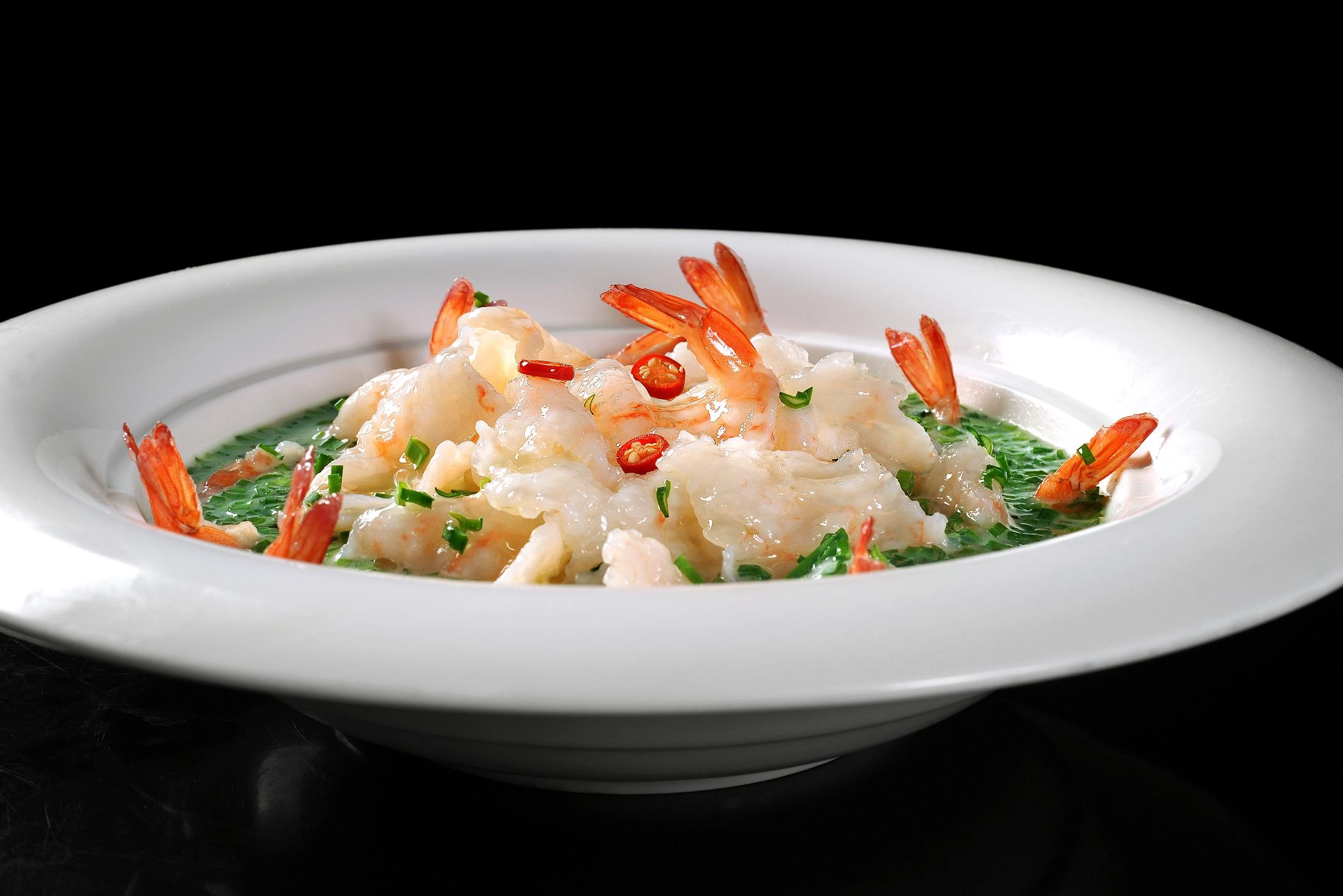 餐饮美食韭香水晶虾宣传图片灯箱