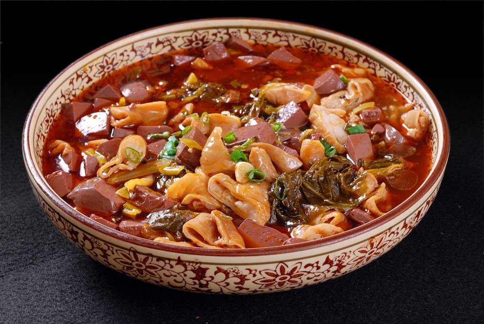 高清图片餐饮美食川菜热菜酸菜鸭血肥肠高清图片