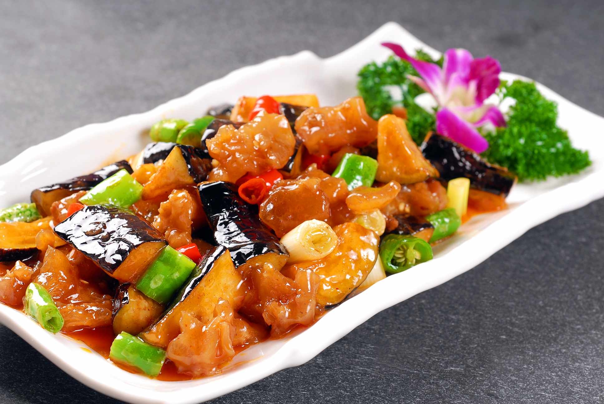 高清图片餐饮美食川菜牛筋头焖紫茄高清图片520