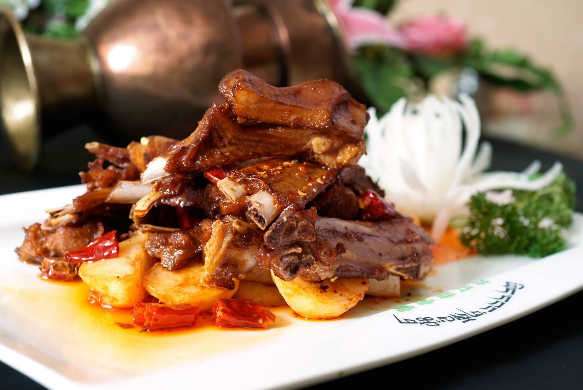 餐饮美食招牌热康巴羊排高清图片