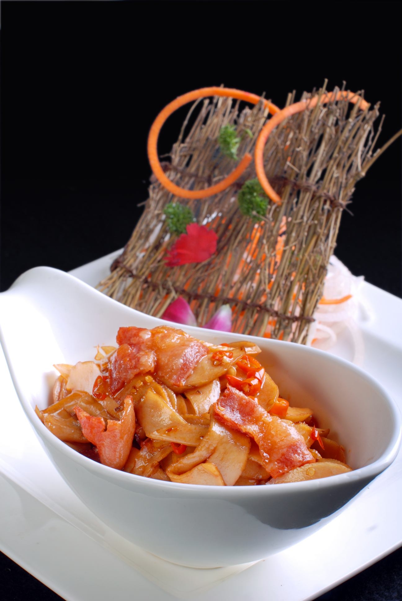 餐饮美食杏菇爆爽肉宣传图片灯箱