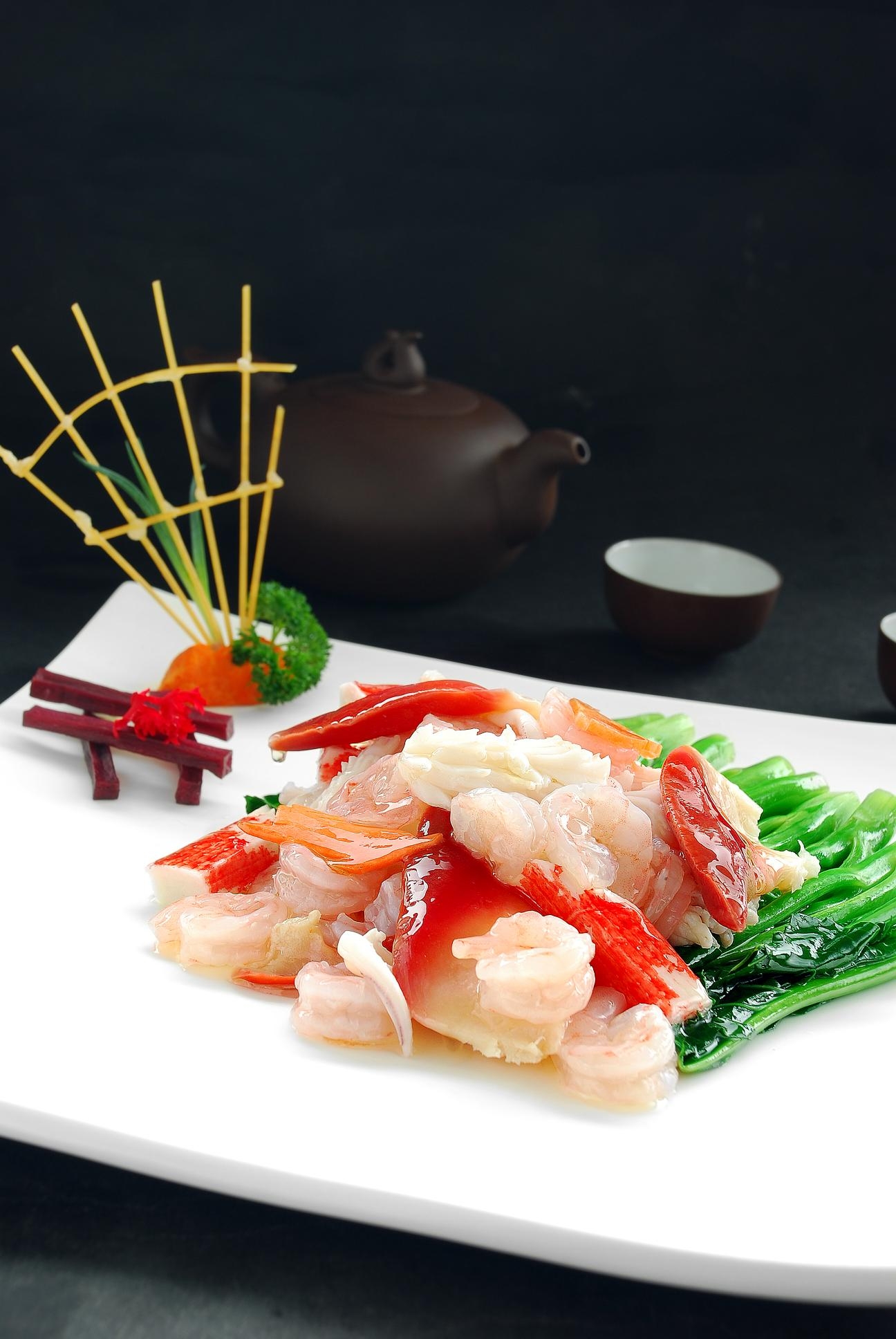 小芥兰炒海皇高清图片