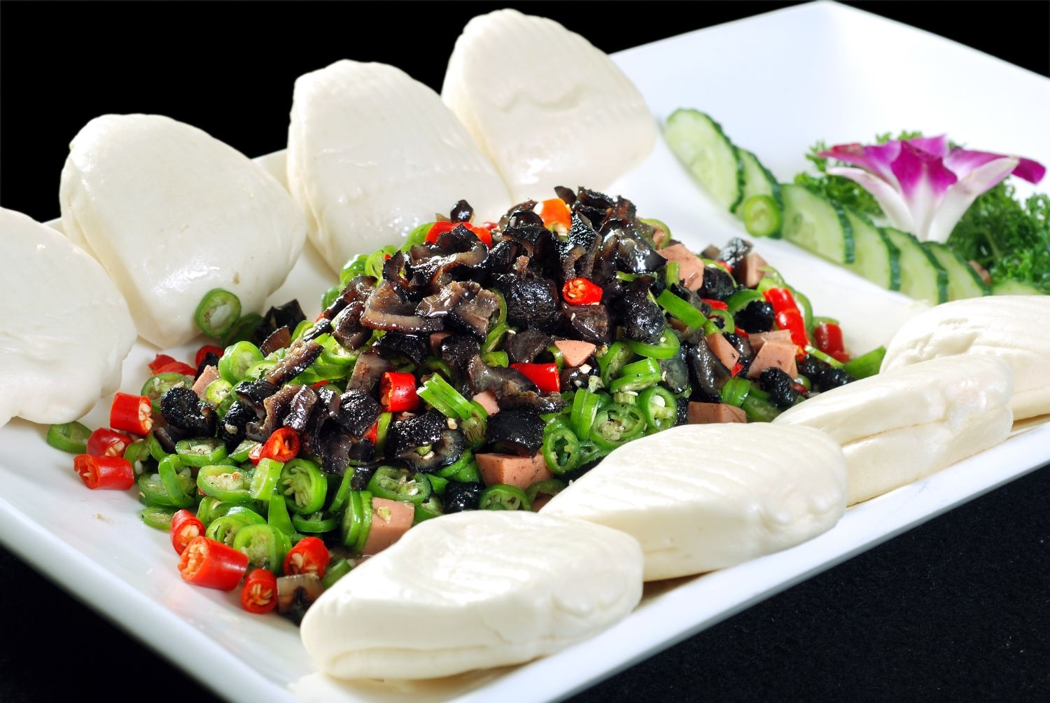 高清图片餐饮美食川菜荷叶饼夹海参高清图片