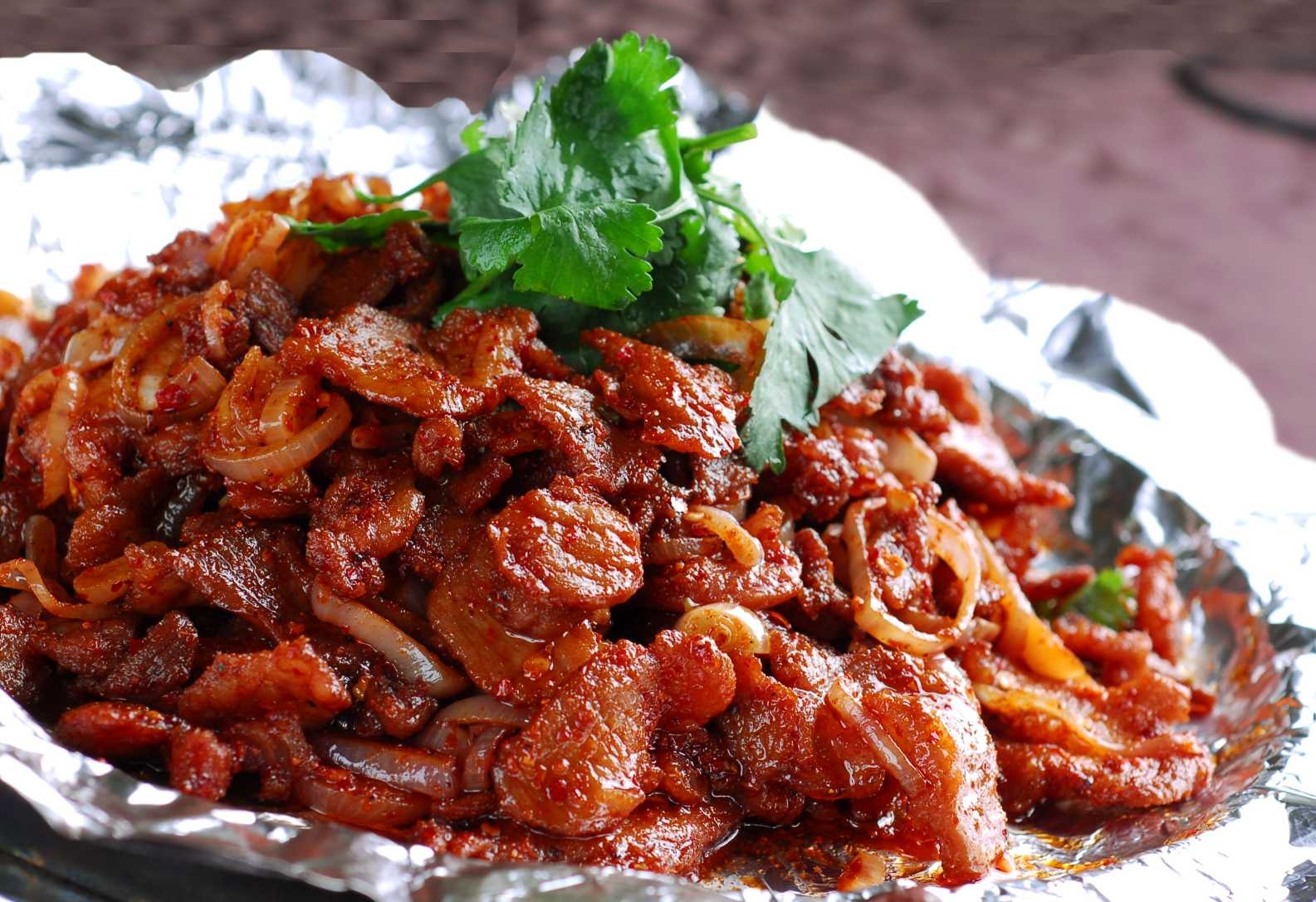 餐饮美食蒙古炒烤肉宣传图片灯箱