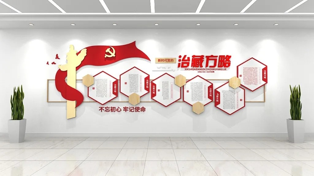 红色旗帜新时代党的治藏方略党建文化墙