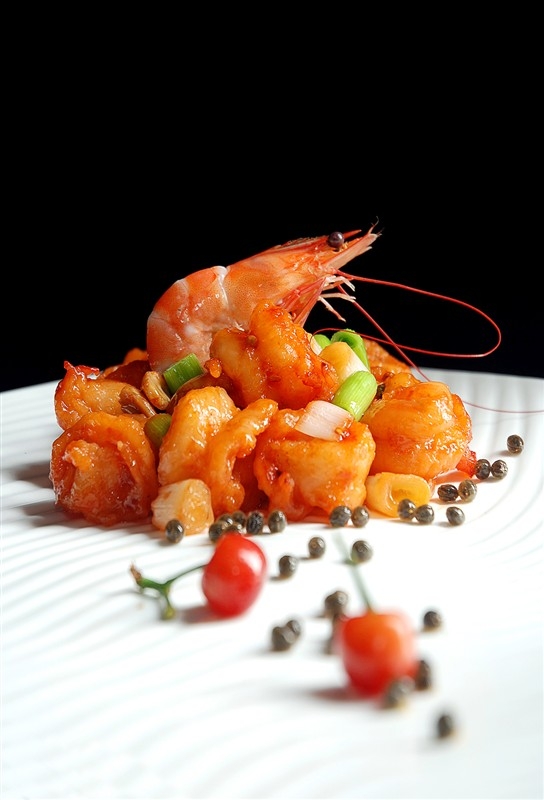 餐饮美食川菜宫保鲜虾球高清图片