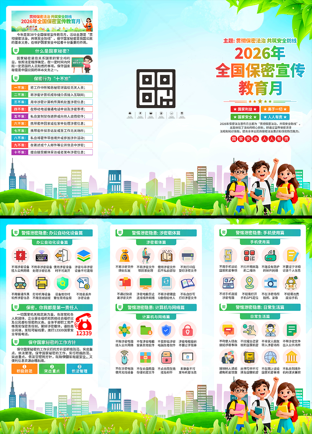 2026年保密宣传月PSD三折页素材模板