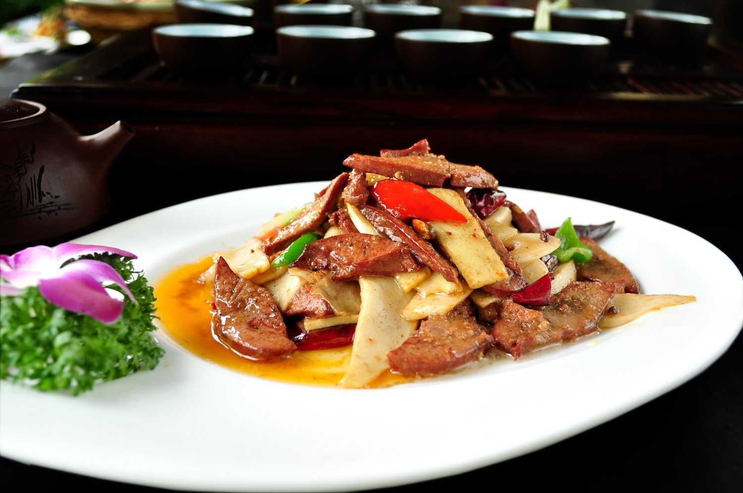 高清图片餐饮美食川菜鹅鹅肝山珍爆鹅肝高清图片