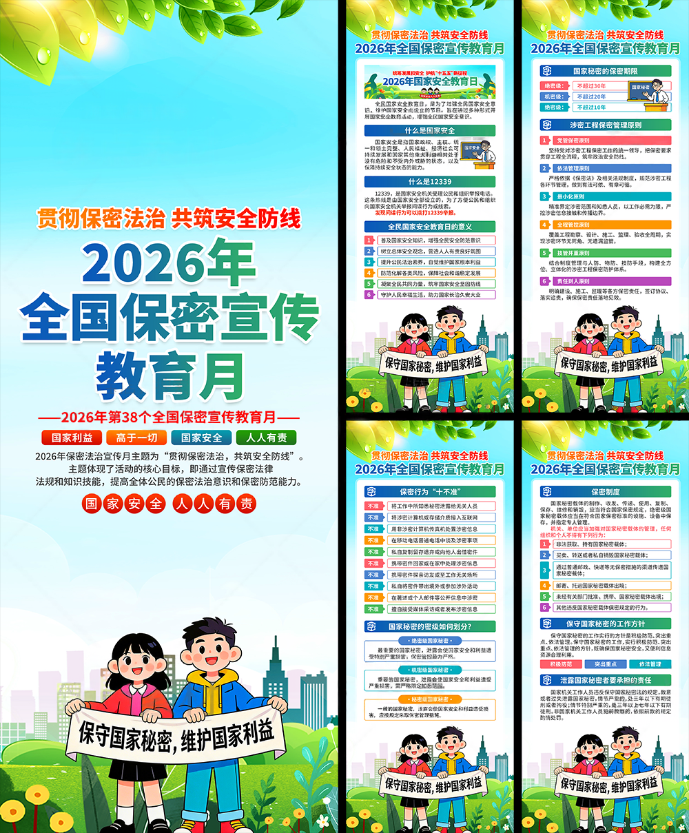 2026年保密宣传月PSD易拉宝素材模板