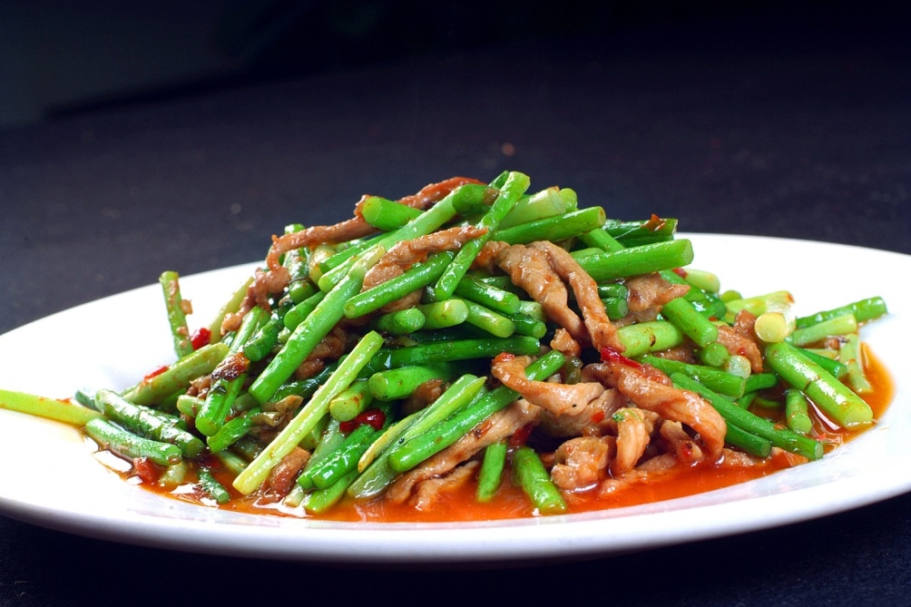 高清图片餐饮美食川菜家常蒜苔肉丝高清图片
