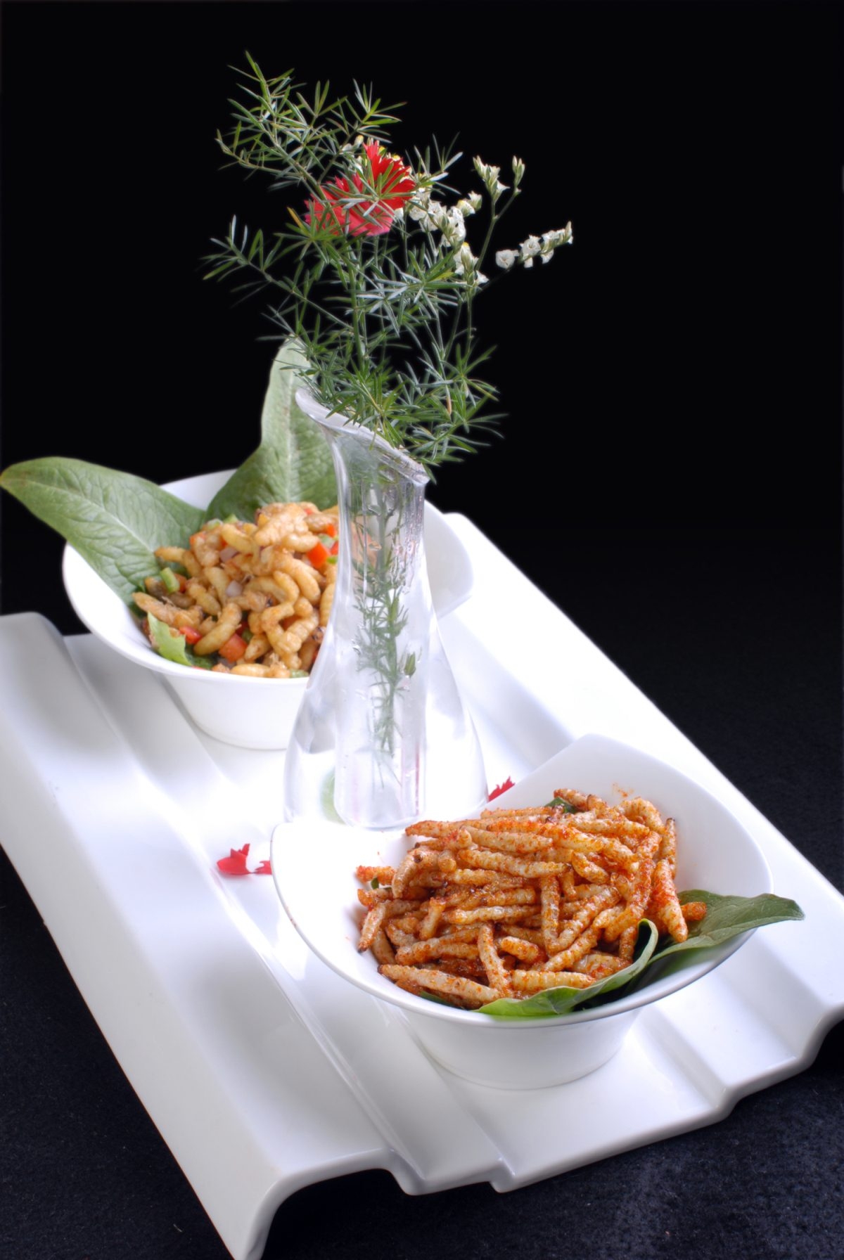 餐饮美食蜂蛹拼竹虫高清图片