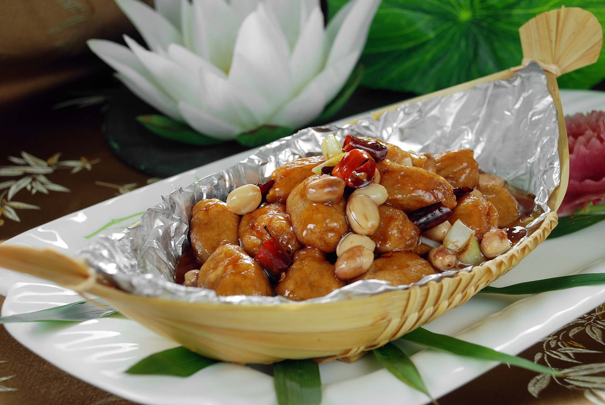 高清图片餐饮美食川菜宫保竹荪胎高清图片