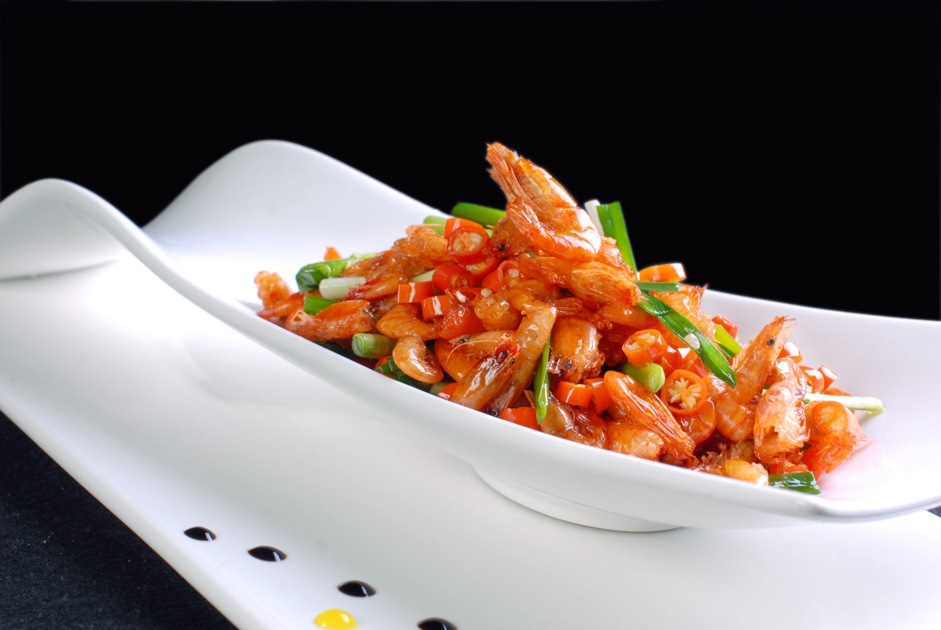 餐饮美食川菜韭菜小河虾高清图片