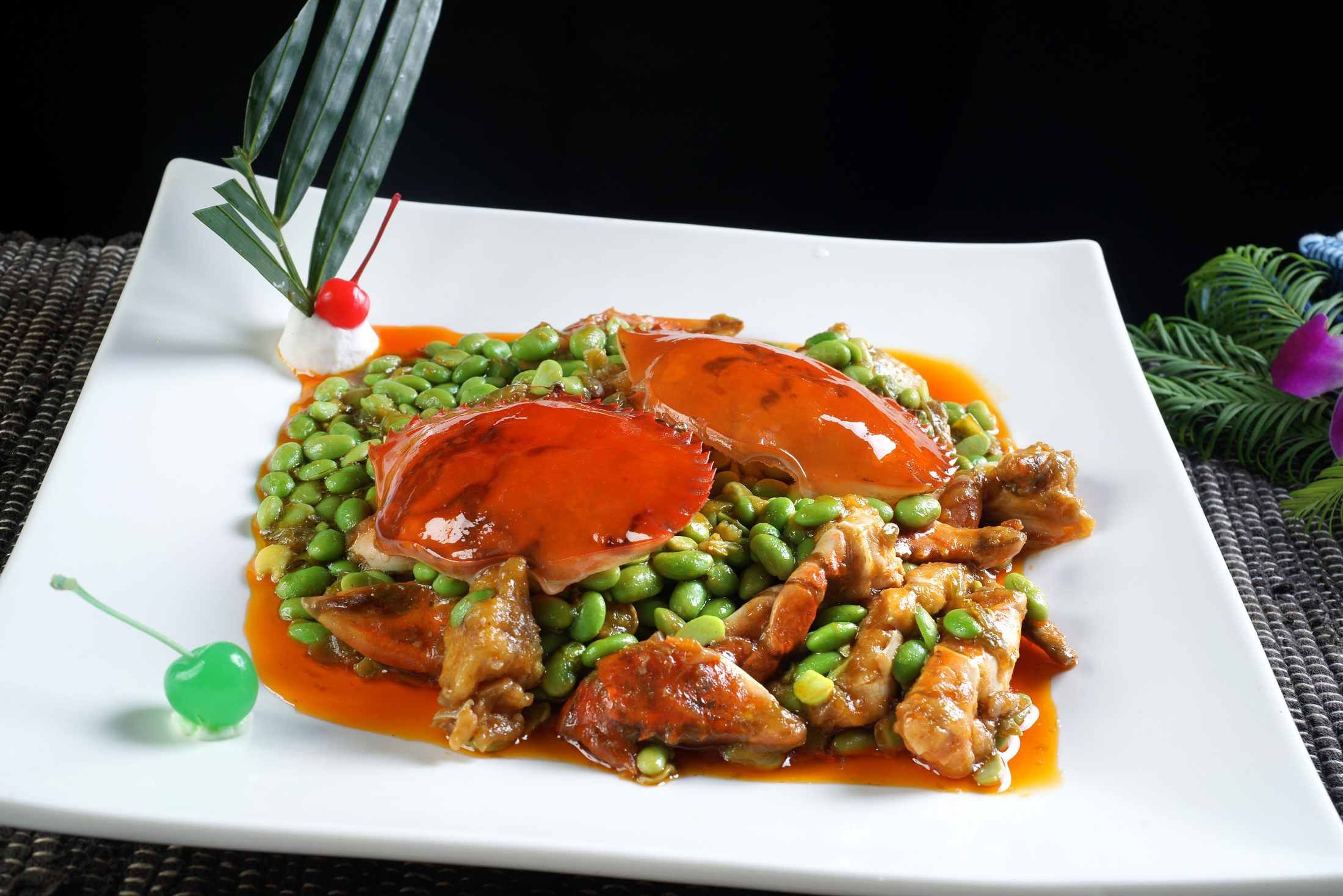 餐饮美食青豆焖蟹宣传图片灯箱