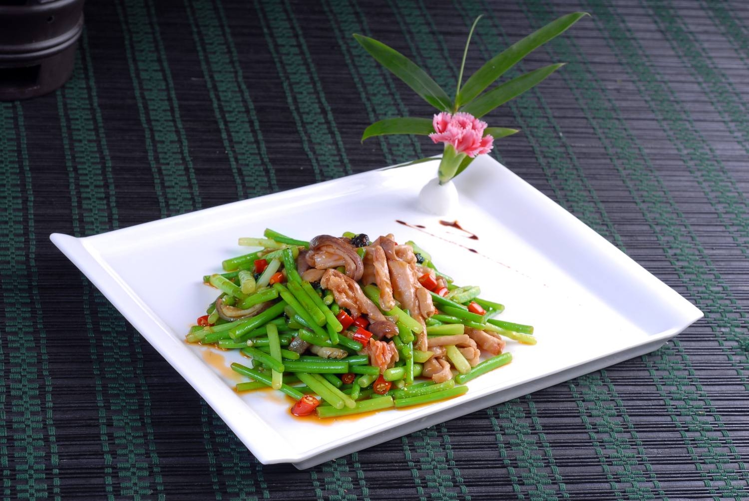 餐饮美食川菜碧绿炒肚丝高清图片