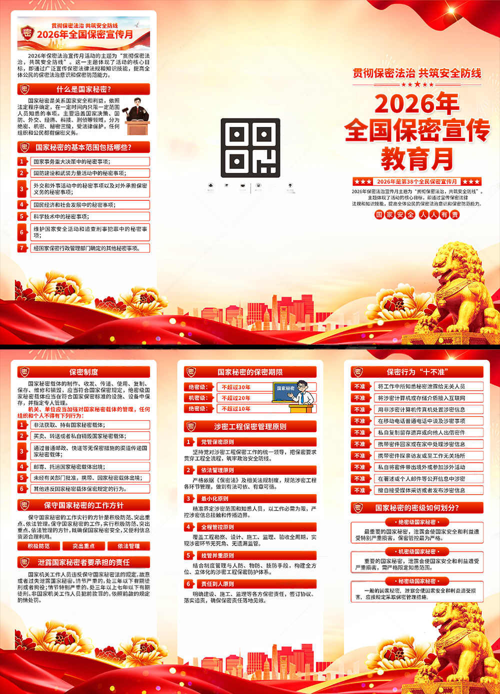 2026年保密宣传月PSD三折页素材模板