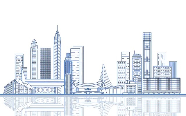 城市地标建筑元素线条风格城市ai格式城市城市建筑深圳AI