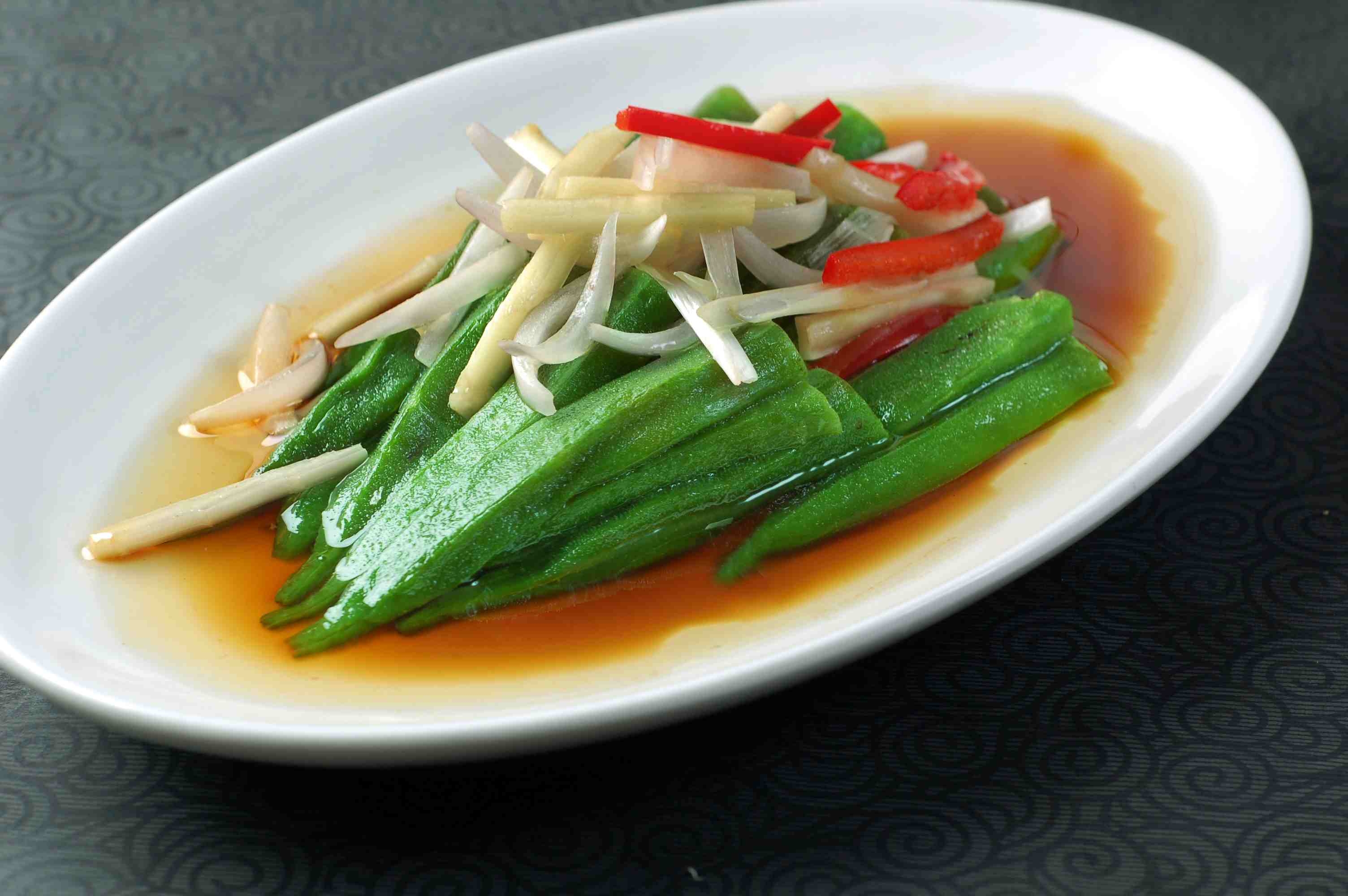 高清图片餐饮美食川菜白勺黄秋葵高清图片