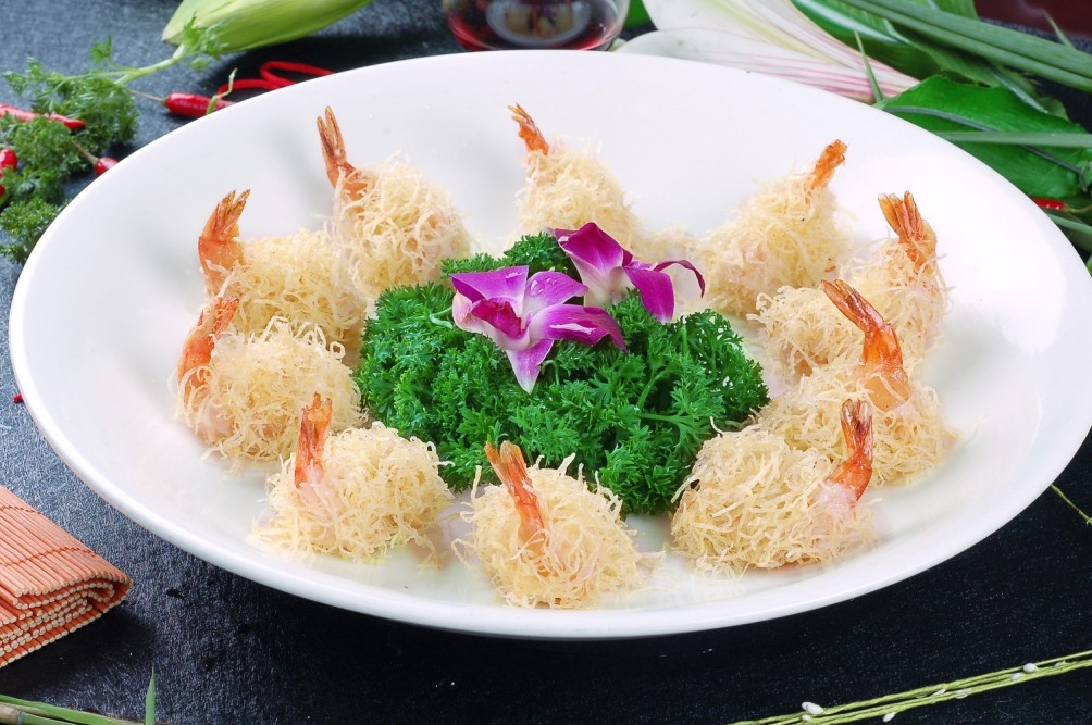 餐饮美食金丝脆皮虾高清图片