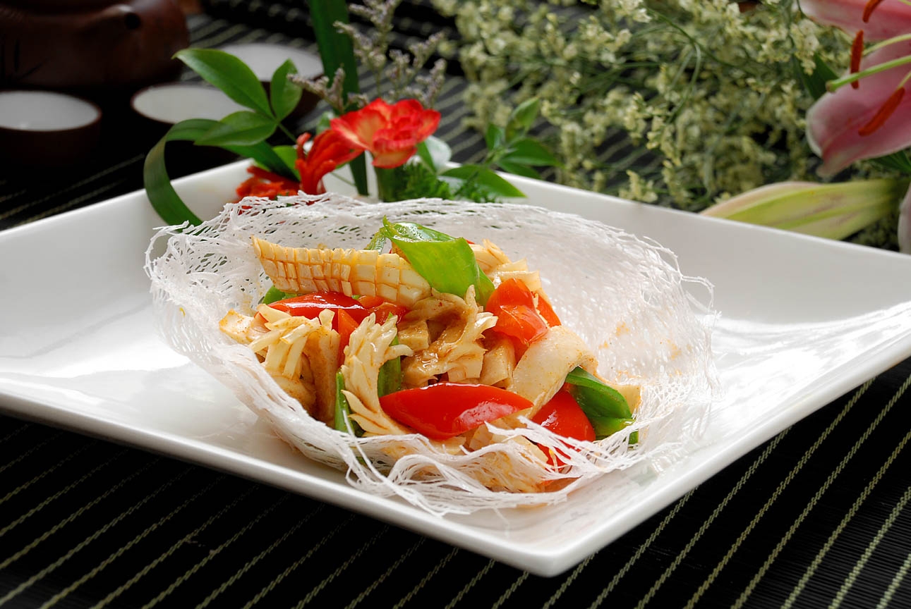 餐饮美食川菜米网爆黄喉高清图片