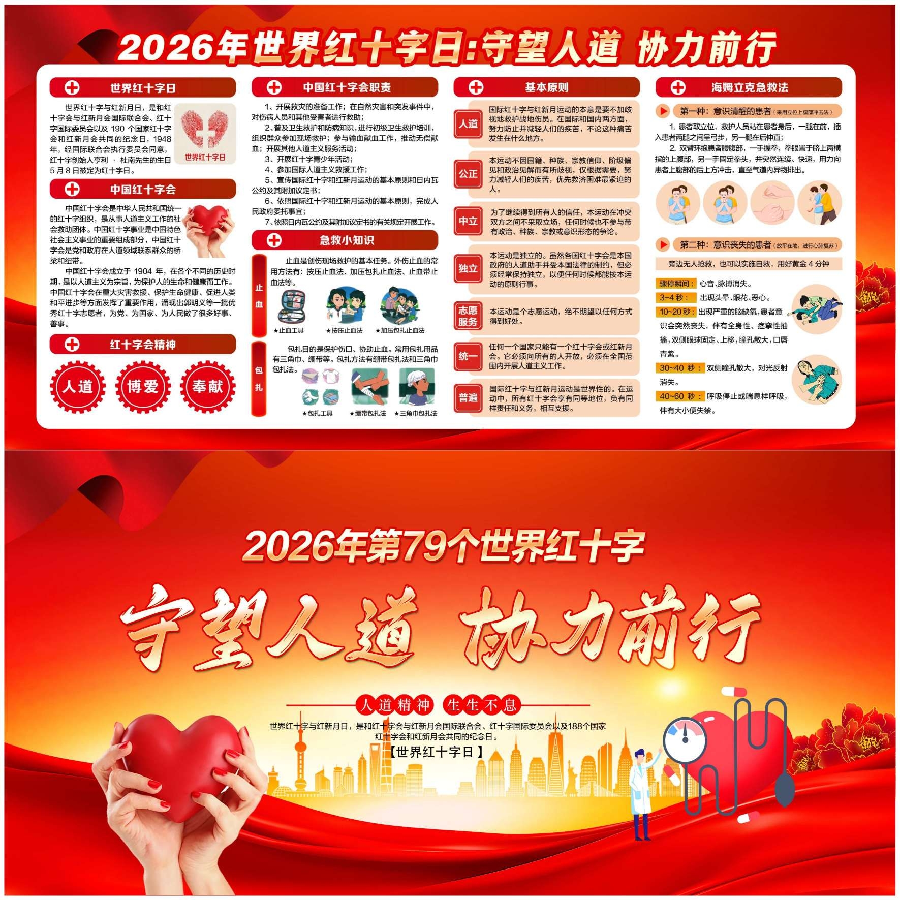 2026世界红十字日展板PSD宣传栏素材模板