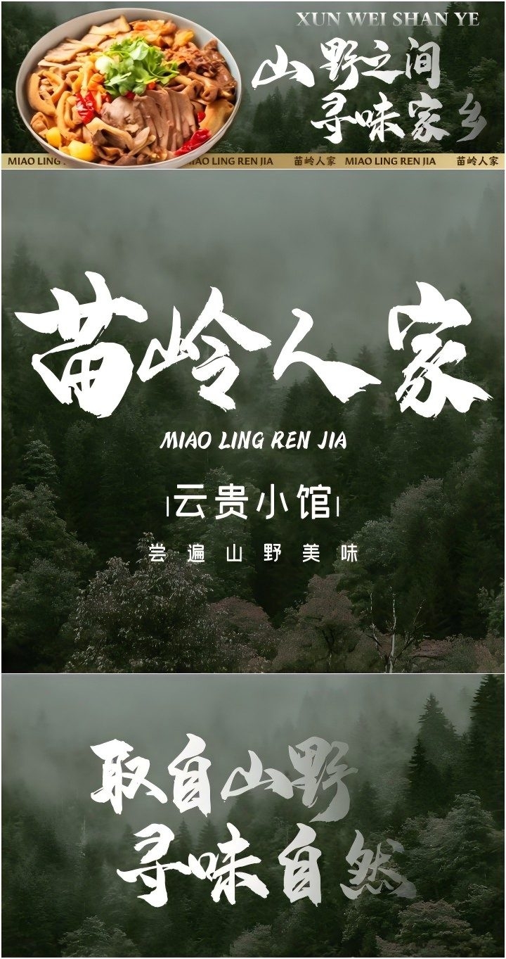餐饮美食苗岭人家云贵小馆店招海报