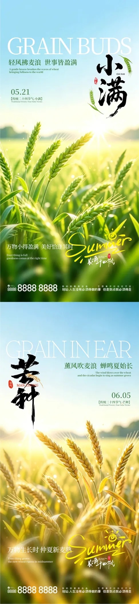 地产小满芒种二十四节气手机刷屏海报